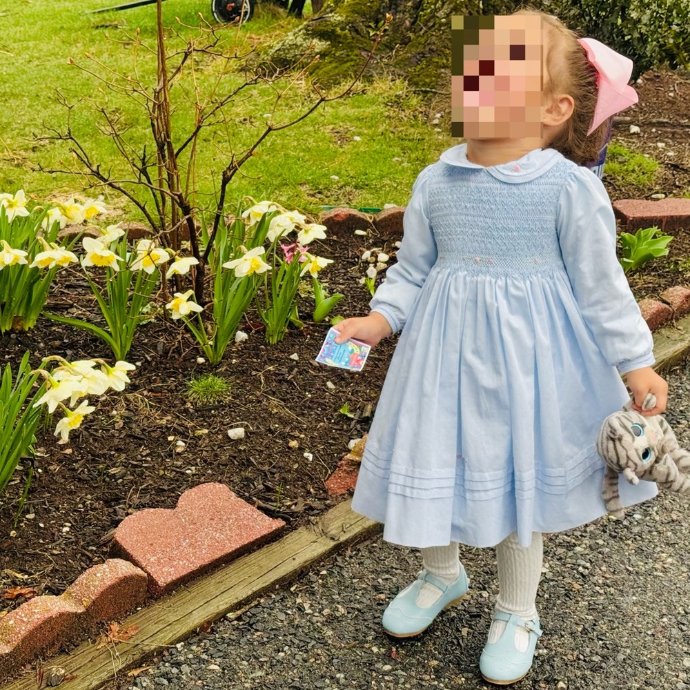 Sarah Louise England Elegant Light Blue Smocked Kids Dress 2T